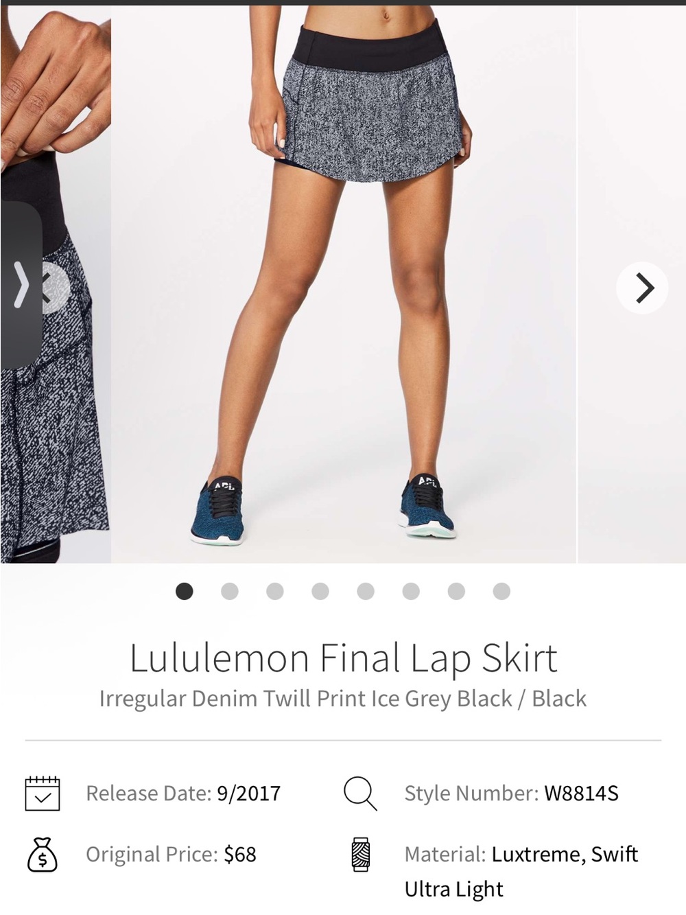 lululemon athletica Final Lap Mini Skirt — Ice Grey and Black